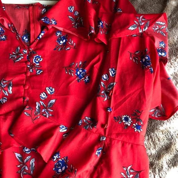 Red floral skater dress - Picture 4 of 8